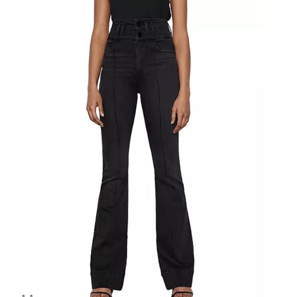 FRAME Le Catroux High Rise Flared Jeans in Kerry Black Size 24 - Picture 1 of 14
